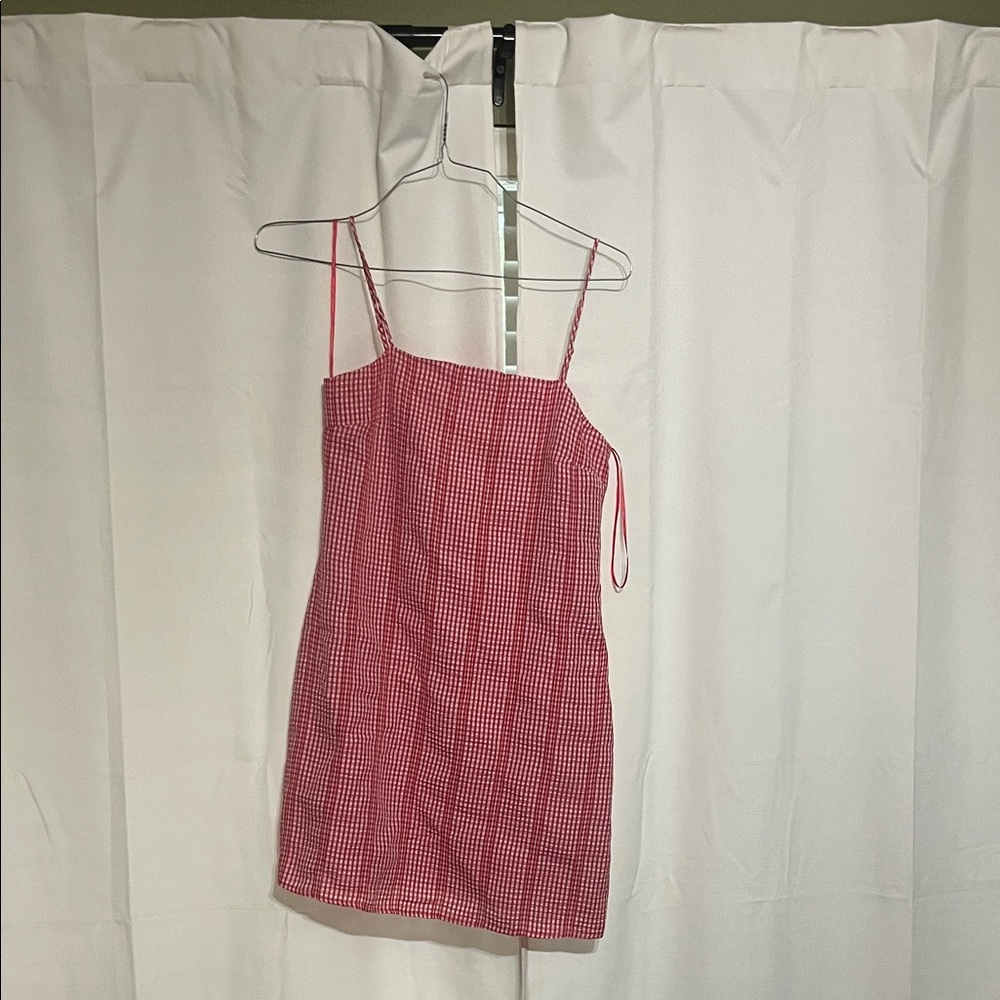 Red Gingham Mini Dress small EUC